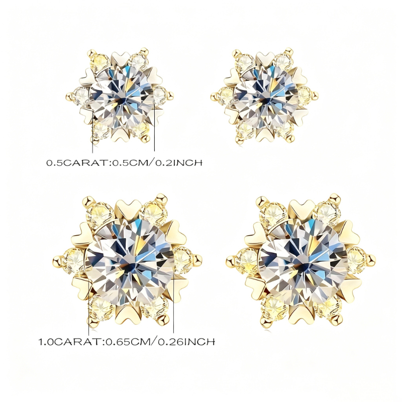 Men's 925 Silver Moissanite Snowflake Stud Earrings